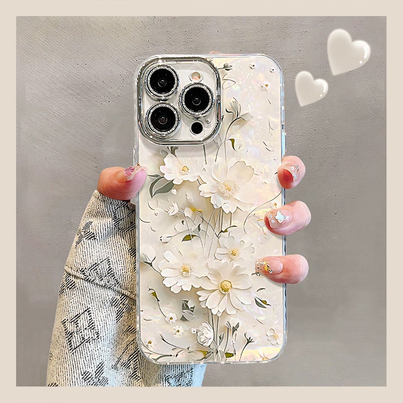 Suitable for Apple 17Promax Fine Hole Shell Pattern Mobile Phone Case Little Daisy 16 New Women''s Model Iphone15/14/ - Image 3
