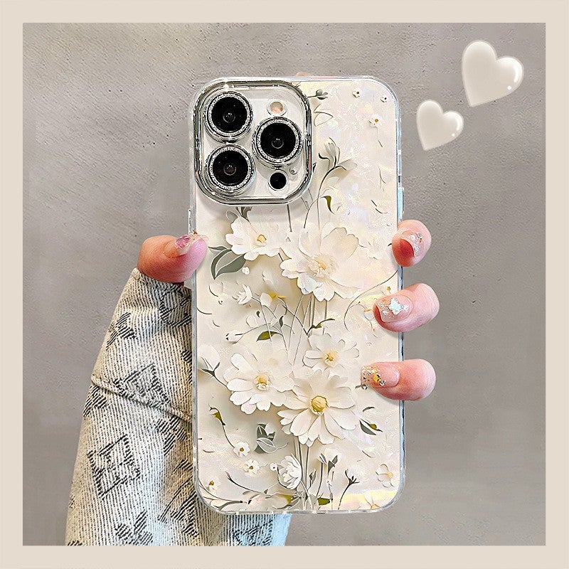 Suitable for Apple 17Promax Fine Hole Shell Pattern Mobile Phone Case Little Daisy 16 New Women''s Model Iphone15/14/ - Image 1