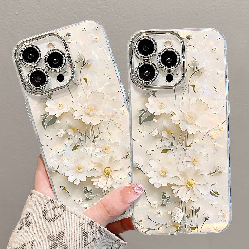 Suitable for Apple 17Promax Fine Hole Shell Pattern Mobile Phone Case Little Daisy 16 New Women''s Model Iphone15/14/ - Image 4