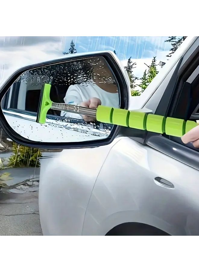 Heavy Duty Retractable Car Wiper Glass Scraper Extendable Pole Blue 1pc Manual Rain Remover - Image 1