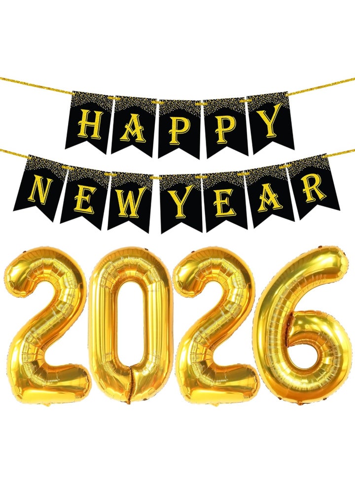 Buy KATCHON 2026 Balloons Set - Glitter, 10 Feet Happy New Year Banner ...