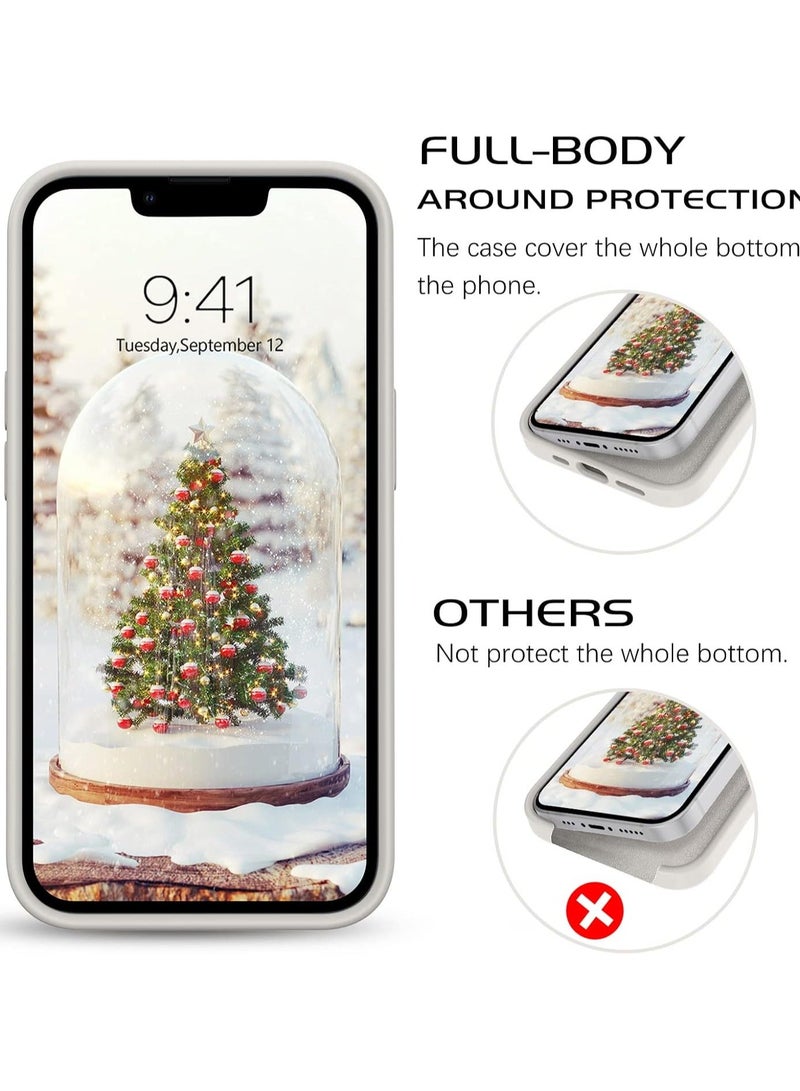 أكاليكس جراب سيليكون سائل فاخر لهواتف آيفون 13 وآيفون 14، تصميم نحيف، ملمس ناعم مع بطانة من الألياف الدقيقة وحماية معززة للكاميرا - متين ومقاوم لبصمات الأصابع | حجري - Image 5