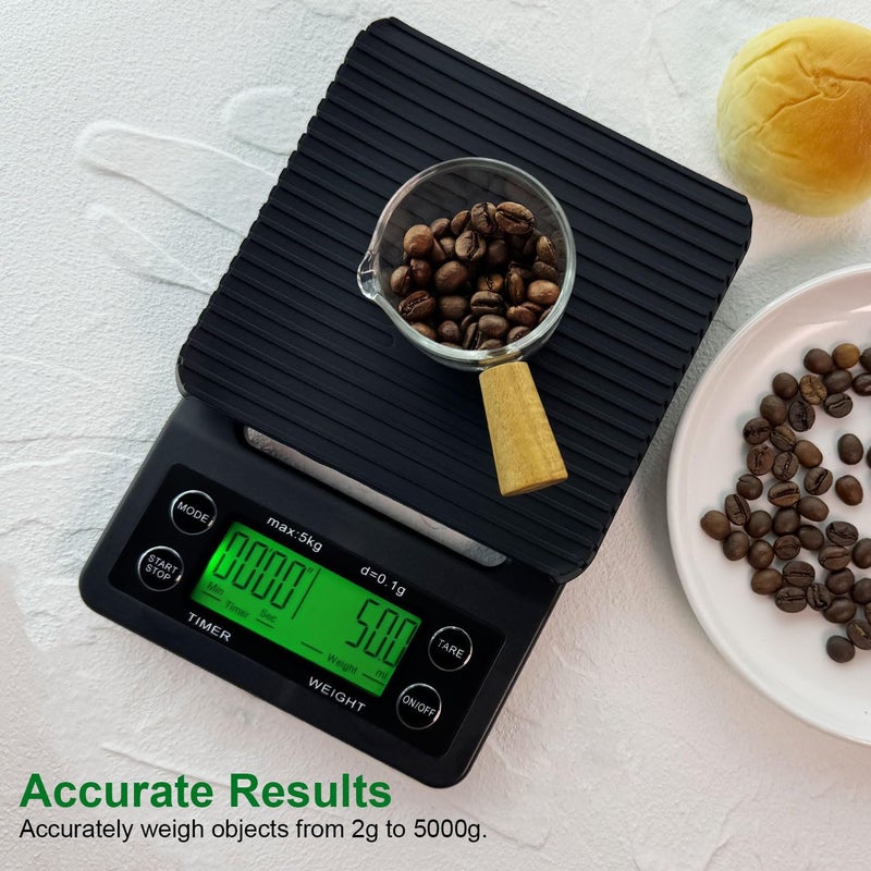 SCIENISH Digital Coffee Scale with Timer- Baking Table Weighting V60 Drip Coffee Mini Digital Electronic Kitchen Scale with Timer 0.1-5000G Kitchen Weighing - Image 5