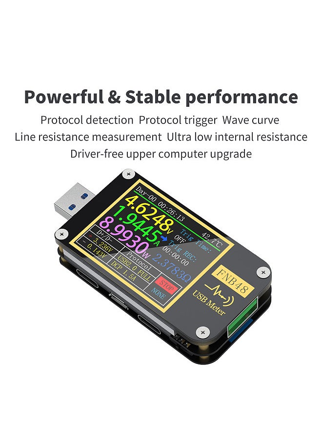 Generic - FNIRSI FNB48S 1.77 Inch Display Screen Voltmeter Ammeter Current Multifunction Mobilephone Quick Recharging Tester With BT Function 9 Languange Changing Protocol Capacity Test Tool - Image 1