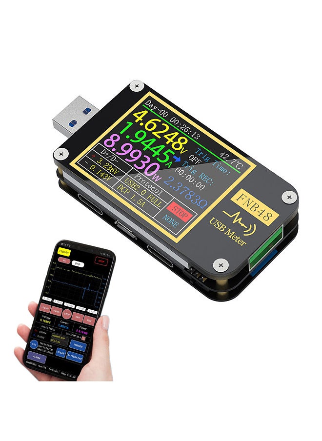 Generic - FNIRSI FNB48S 1.77 Inch Display Screen Voltmeter Ammeter Current Multifunction Mobilephone Quick Recharging Tester With BT Function 9 Languange Changing Protocol Capacity Test Tool - Image 1