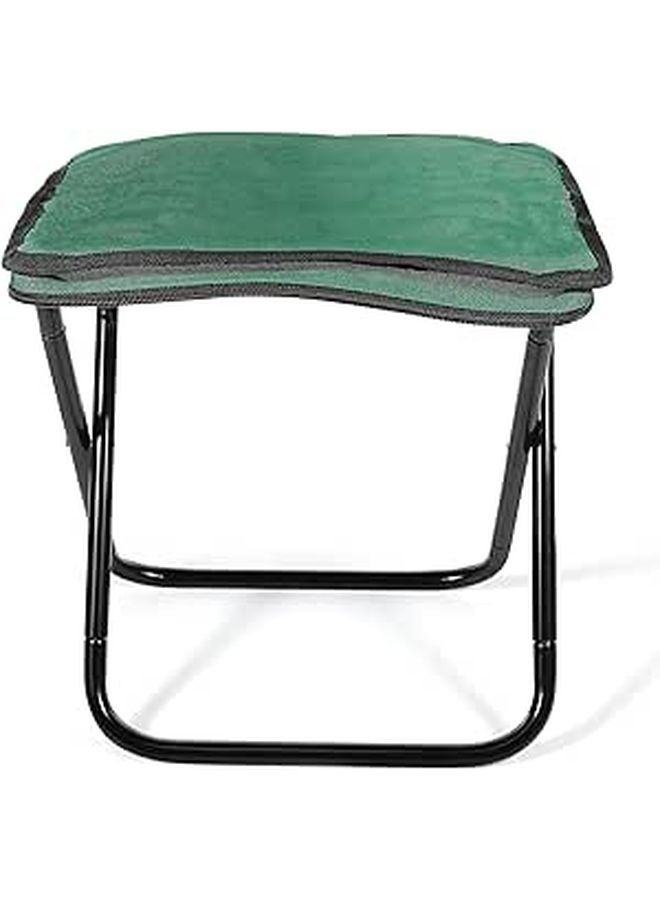 Lightweight Aluminum Folding Stool Emerald Seat Black Frame for Camping Fishing - Image 1