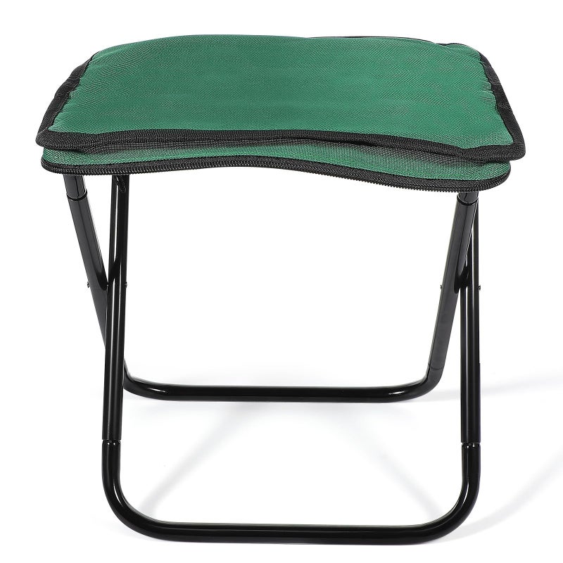 Lightweight Aluminum Folding Stool Emerald Seat Black Frame for Camping Fishing - Image 2