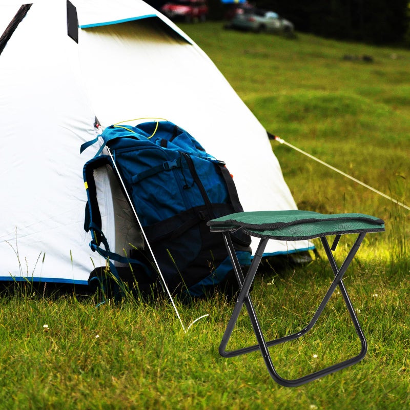 Lightweight Aluminum Folding Stool Emerald Seat Black Frame for Camping Fishing - Image 3