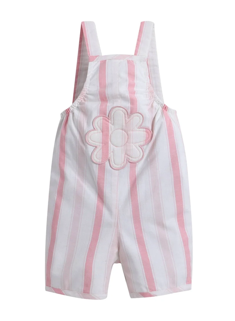 Victor And Jane  Infant Girls Bodysuit & Stripe Dungaree Romper Set with Flower Appliqué for Women | Best Price UAE