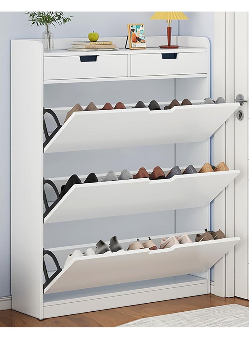 DubaiGallery Modern Luxury Hallway Closet, Stylish Simple Balcony Shoes and Slippers Rack, Wooden White - Image 1