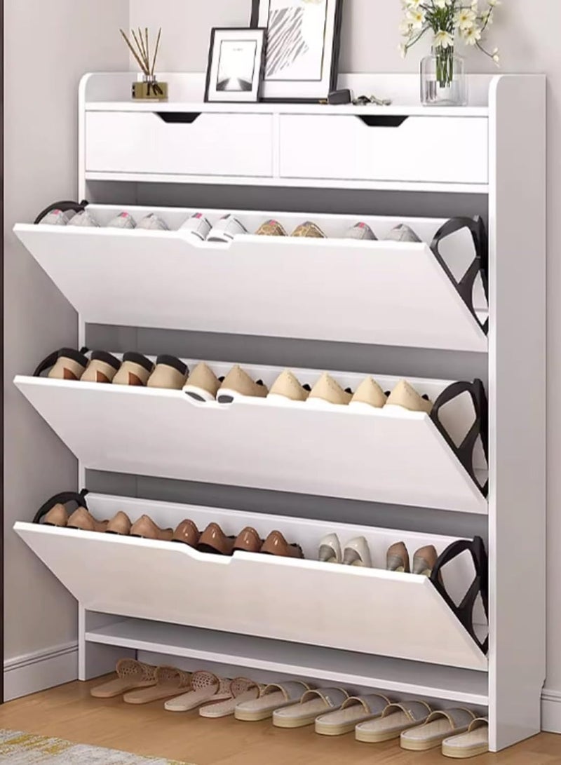 DubaiGallery Modern Luxury Hallway Closet, Stylish Simple Balcony Shoes and Slippers Rack, Wooden White - Image 2