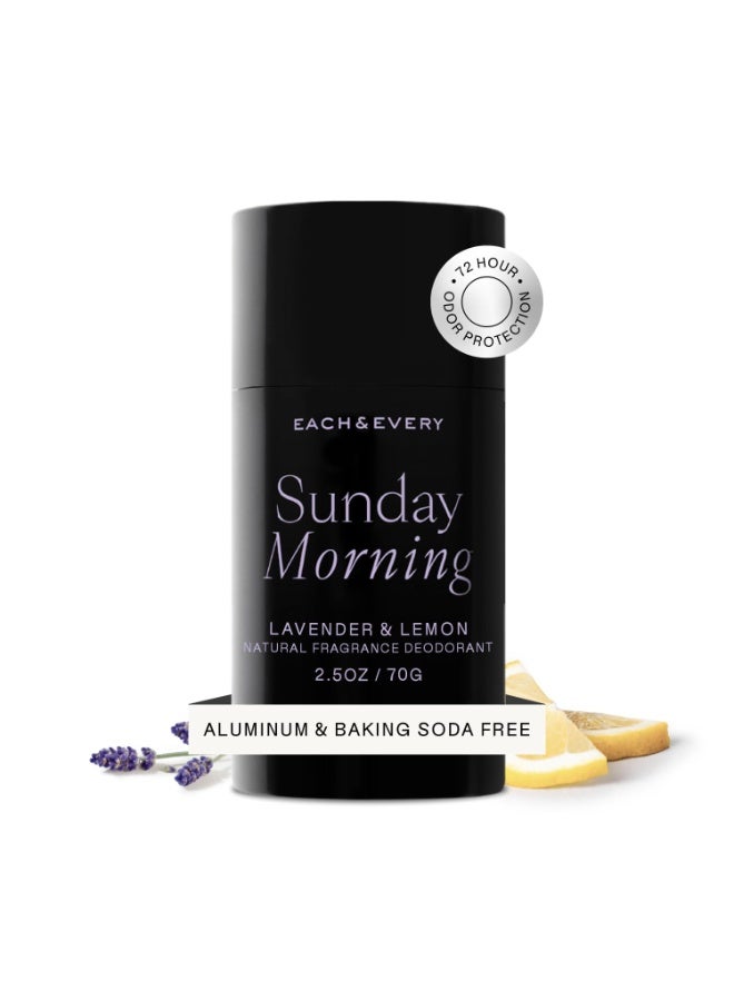 Each & Every Aluminum Free Deodorant for Women & Men - All Natural Deodorant for Sensitive Skin, EWG Verified - Clean, Baking Soda-Free, Plant-Based Fragrance, Lavender & Lemon, 2.5oz
