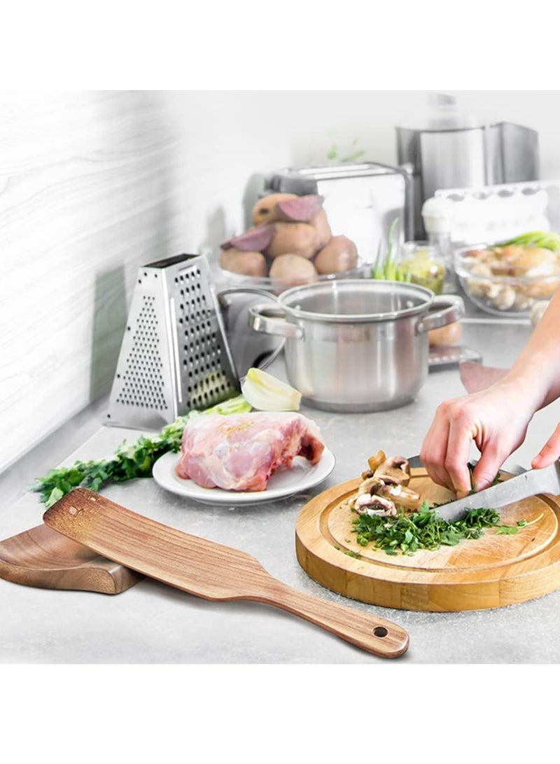 Wooden Spoon Rest For Kitchen Counter, 4.7×4.5 Inch, Natural Acacia Wood Spoon Holder For Stove Top or Counter Top, Great for Placing Kitchen Utensils, Ladle, cooking spoons, Spatula, Tongs & More