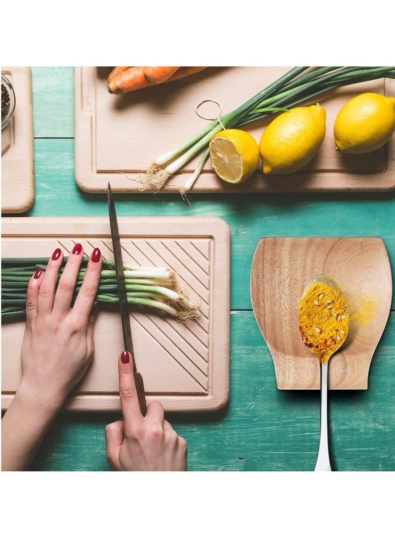 Wooden Spoon Rest For Kitchen Counter, 4.7×4.5 Inch, Natural Acacia Wood Spoon Holder For Stove Top or Counter Top, Great for Placing Kitchen Utensils, Ladle, cooking spoons, Spatula, Tongs & More