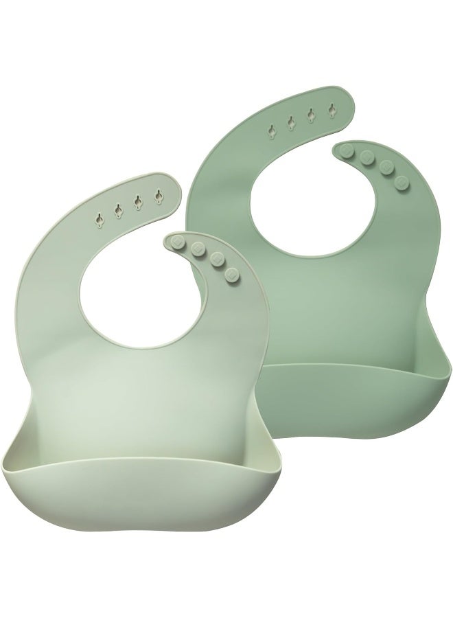 Moonkie Silicone Baby Bibs Set of 2 - Frosted Mint/Celadon Green - Image 1
