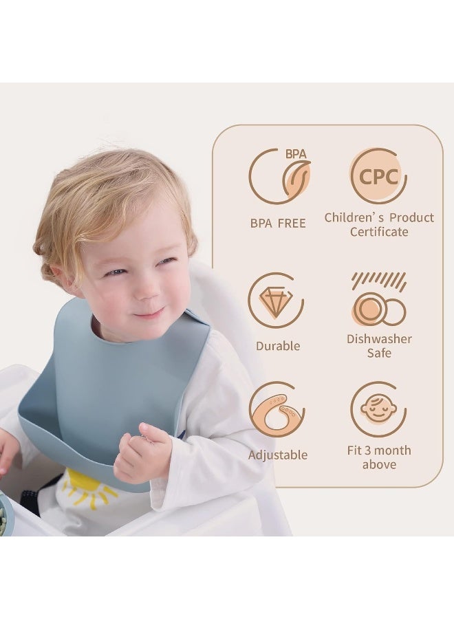 Moonkie Silicone Baby Bibs Set of 2 - Frosted Mint/Celadon Green - Image 2