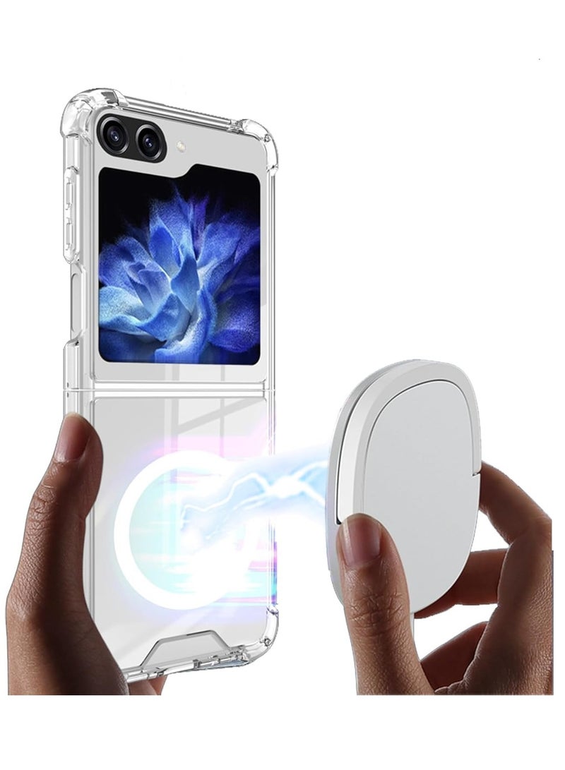 حومة جراب Samsung Galaxy Z Flip 6 متوافق مع MagSafe، جراب مغناطيسي شفاف مقاوم للصدمات ومقاوم للاصفرار لهاتف Galaxy Z Flip 6 5G - Image 1
