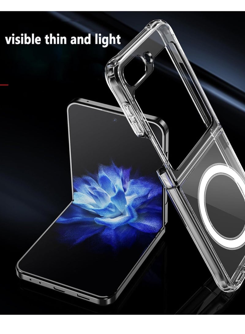 حومة جراب Samsung Galaxy Z Flip 6 متوافق مع MagSafe، جراب مغناطيسي شفاف مقاوم للصدمات ومقاوم للاصفرار لهاتف Galaxy Z Flip 6 5G - Image 4