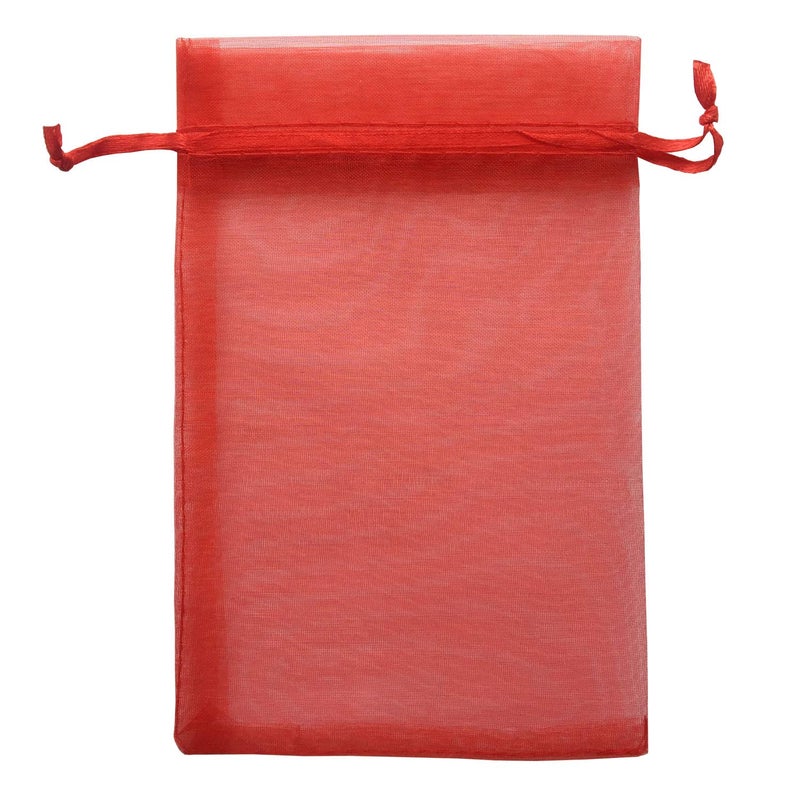 Pimuza 50pc 4x6 inches Gifts Wrap Bags RedOrganza Sheer FabricDrawstring Sachet for Baby Shower FavorCoinNecklace Treasure TrinketRetailerCompanyBeansFestival DecorLip GlossSeashellEaster