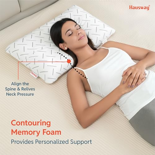 HAUSWAY Ventilated Cooling Gel Memory Foam Pillow Ultra-Thin Size - 2.5 Inch Thick, with Removable Washable Cover - Pack of 1 - Image 4