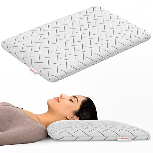 HAUSWAY Ventilated Cooling Gel Memory Foam Pillow Ultra-Thin Size - 2.5 Inch Thick, with Removable Washable Cover - Pack of 1 - Image 1