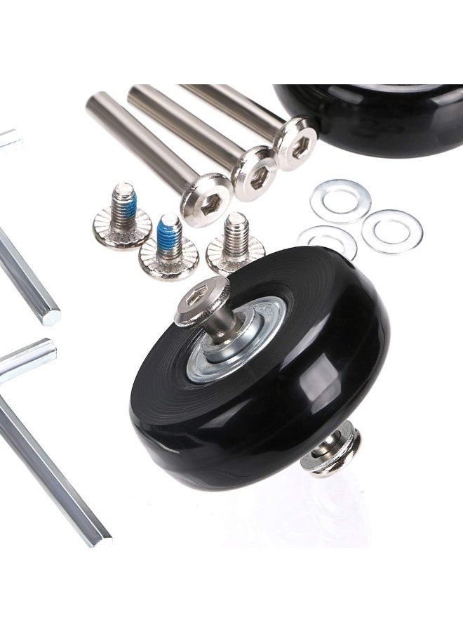 50mm × 18mm مجموعة من 4 حقائب حقائب استبدال عجلات، المطاط دوار عجلات عجلات محامل إصلاح مجموعات (أسود) - Image 2