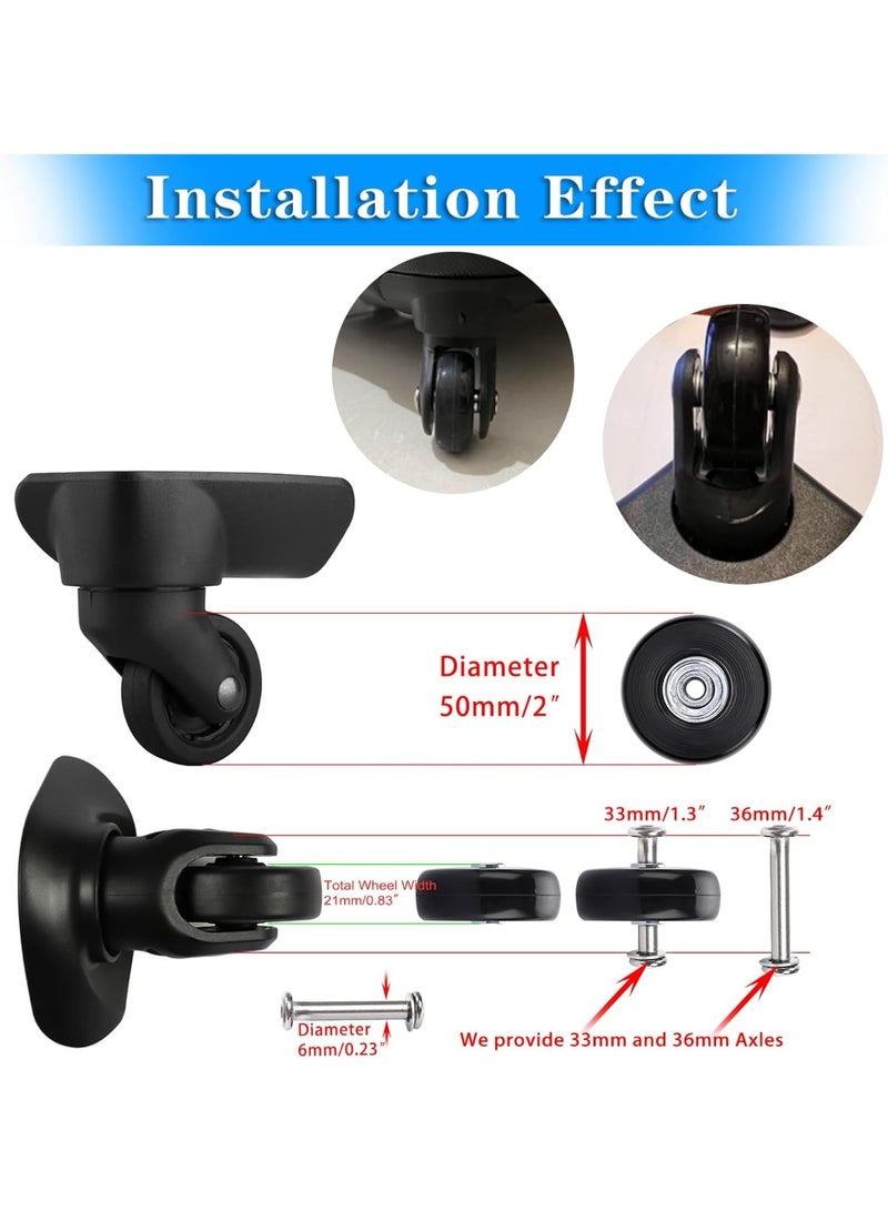 50mm × 18mm مجموعة من 4 حقائب حقائب استبدال عجلات، المطاط دوار عجلات عجلات محامل إصلاح مجموعات (أسود) - Image 3