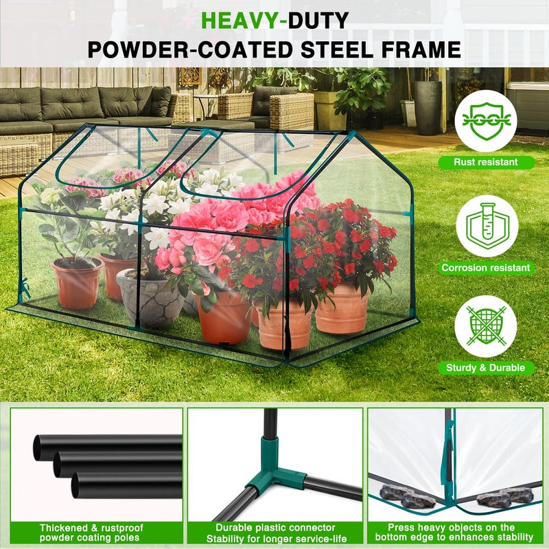 Yesker Mini Greenhouse 71"x36"x36" Portable Small Green House for Indoor Outdoor Greenhouses with PVC Cover Compact Greenhouses Kit for Winter Gardening Balcony Patio Outside Backyard Plant Protection - Image 5