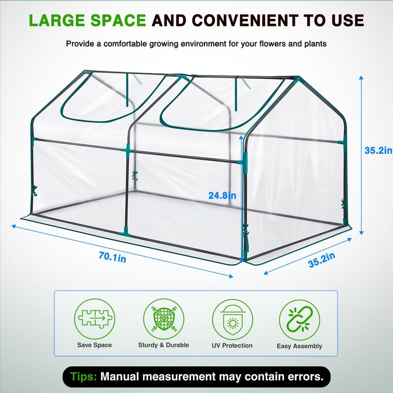 Yesker Mini Greenhouse 71"x36"x36" Portable Small Green House for Indoor Outdoor Greenhouses with PVC Cover Compact Greenhouses Kit for Winter Gardening Balcony Patio Outside Backyard Plant Protection - Image 2