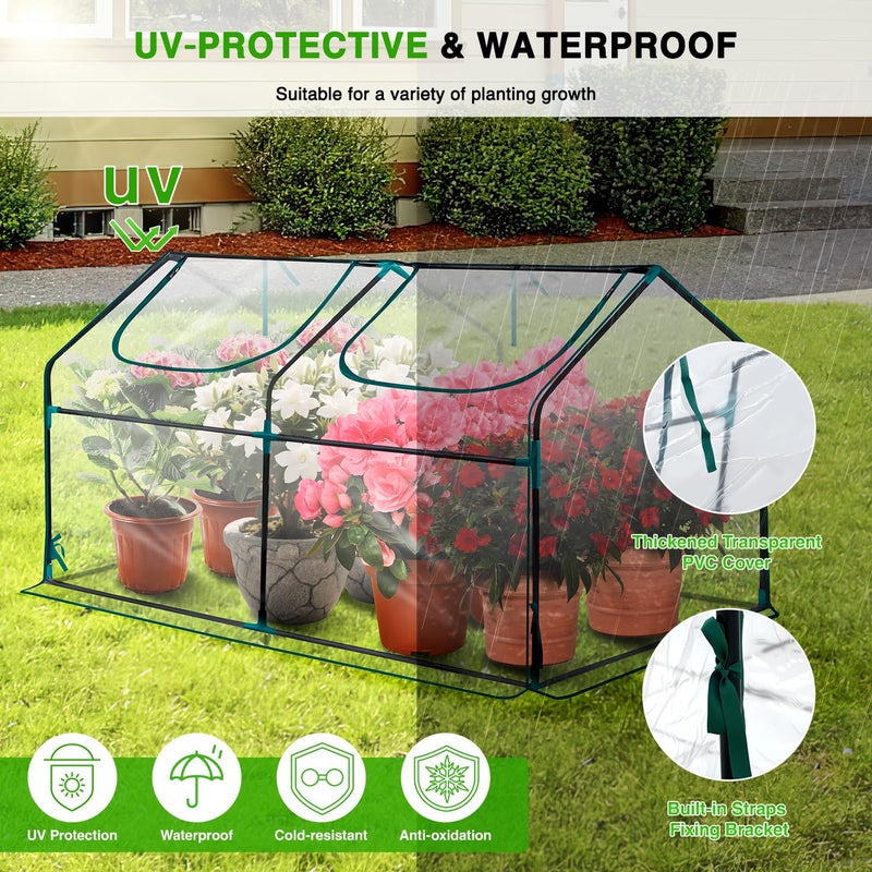 Yesker Mini Greenhouse 71"x36"x36" Portable Small Green House for Indoor Outdoor Greenhouses with PVC Cover Compact Greenhouses Kit for Winter Gardening Balcony Patio Outside Backyard Plant Protection - Image 4