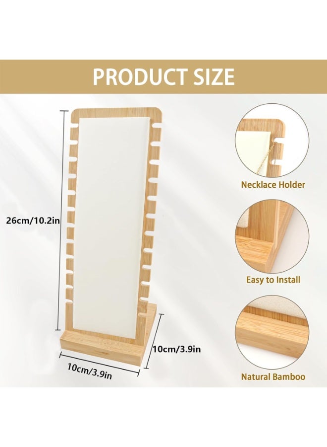 12 Slots Wooden Necklace Jewelry Display Stand with Soft Leather Mat, Detachable Base Necklace Holder for Jewelry Display, Retail Store, Exhibition & Home Organizer - White - Image 3