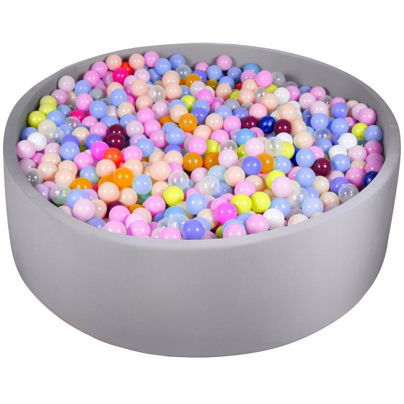FUBOTRAD Ball Pit for Balls 472 x 137 Round Foam Ball Pits for Kids Toddlers Soft Play Equipment Balls NOT Included Light Gray - Image 3