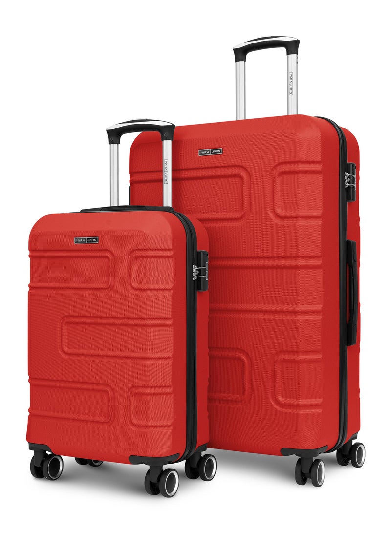 بارا جون طقم حقائب سفر من قطعتين | خفيفة الوزن صغيرة  كجم وكبيرة  كجم بعجلات مزدوجة صلبة من مادة  - أحمر - Image 1
