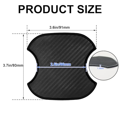 lenpestia 4PCS Car Door Handle Stickers Scratch Protectors Carbon Fiber Car Door Handle Bowl Sticker Universal Door Handle Protective Film for Most Models Medium - Image 3