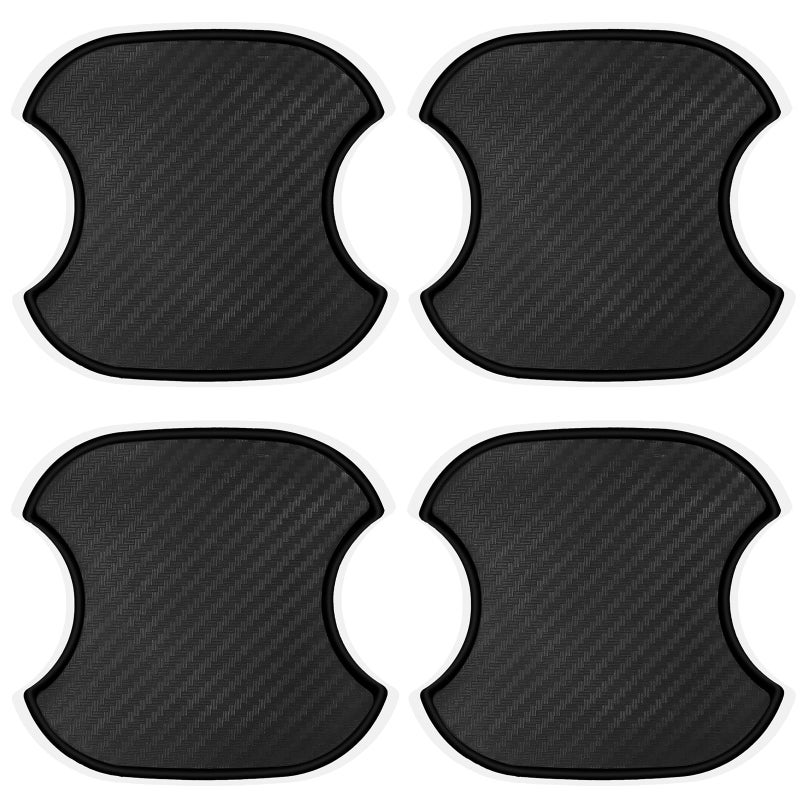 lenpestia 4PCS Car Door Handle Stickers Scratch Protectors Carbon Fiber Car Door Handle Bowl Sticker Universal Door Handle Protective Film for Most Models Medium - Image 2