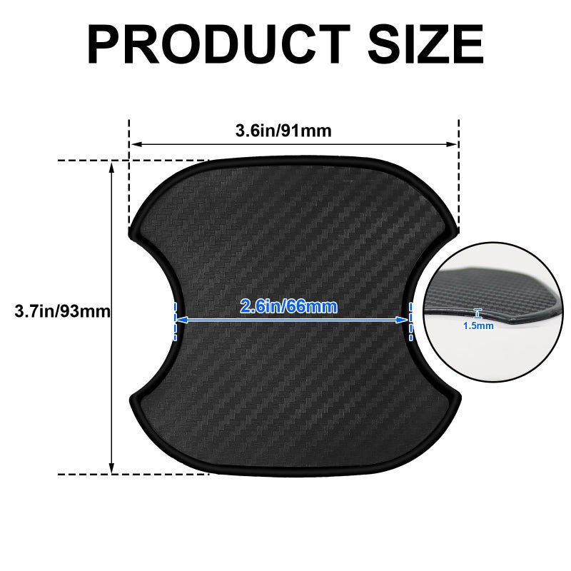 lenpestia 4PCS Car Door Handle Stickers Scratch Protectors Carbon Fiber Car Door Handle Bowl Sticker Universal Door Handle Protective Film for Most Models Medium - Image 4