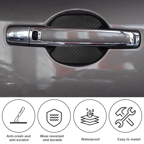 lenpestia 4PCS Car Door Handle Stickers Scratch Protectors Carbon Fiber Car Door Handle Bowl Sticker Universal Door Handle Protective Film for Most Models Medium - Image 5