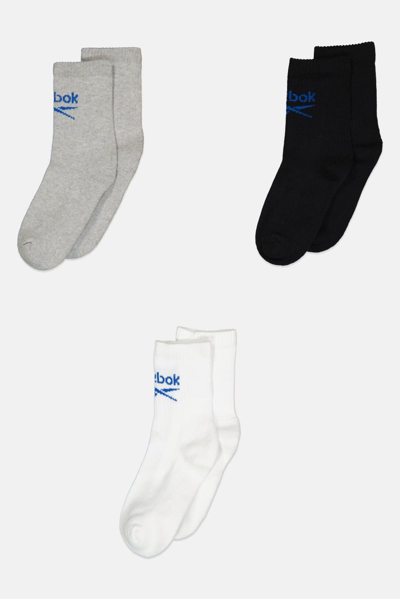 Reebok جوارب عالية للرجال 3 أزواج بشعار العلامة التجارية، متعددة الألوان - Image 3