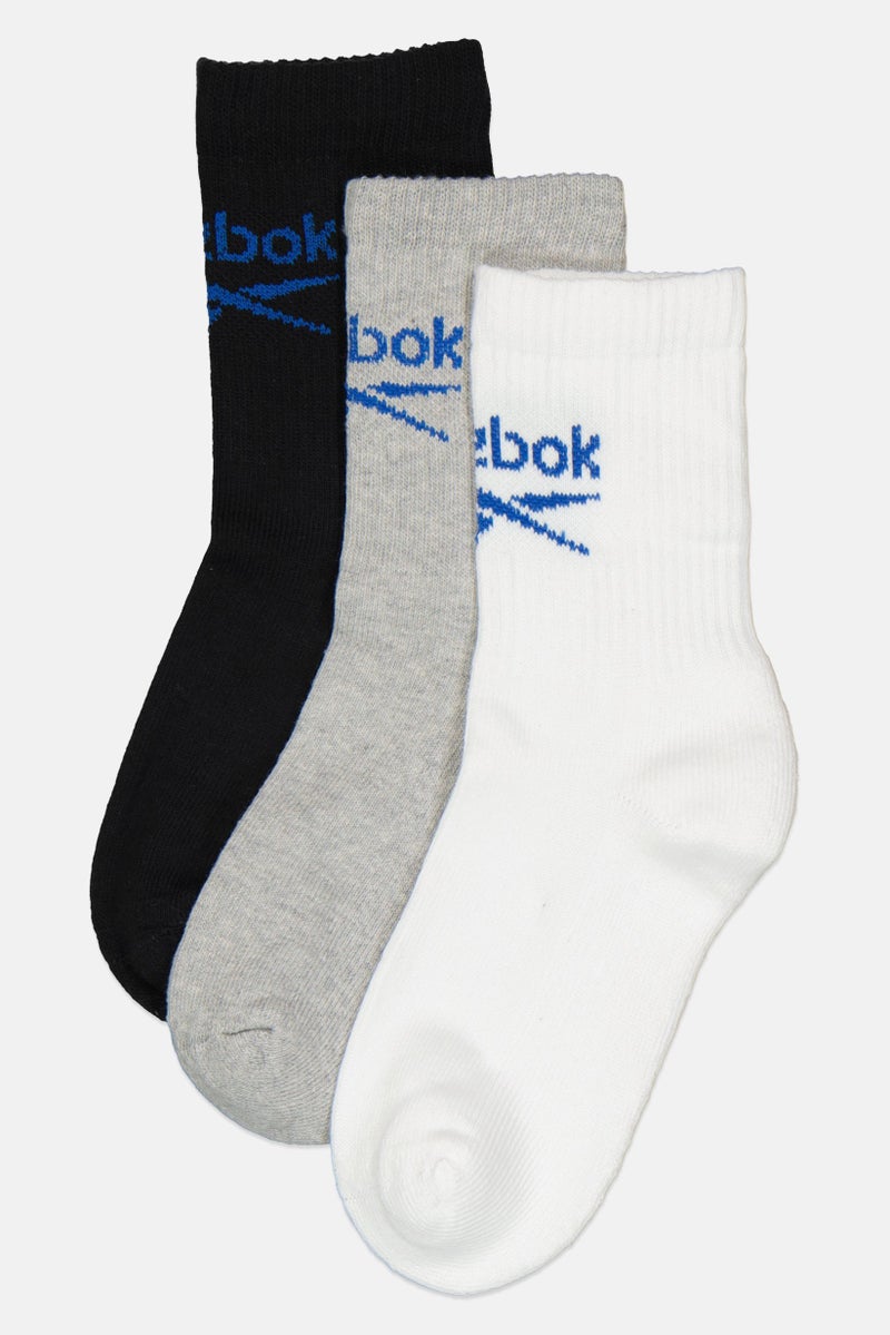 Reebok جوارب عالية للرجال 3 أزواج بشعار العلامة التجارية، متعددة الألوان - Image 1