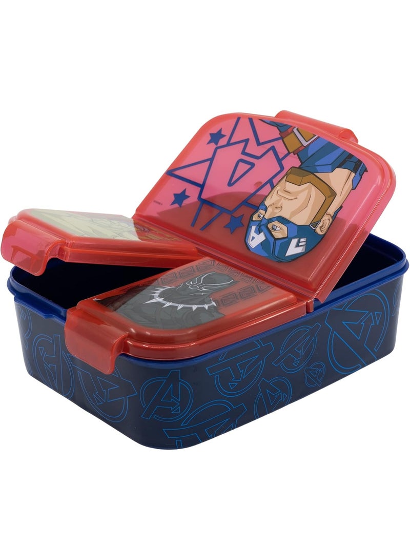ستور صندوق ساندويتش متعدد الأقسام مصنوع من مادة بلاستيكية خالية من مادة BPA مزخرف على الغطاء بتصميم Avengers متعدد الألوان - Image 3