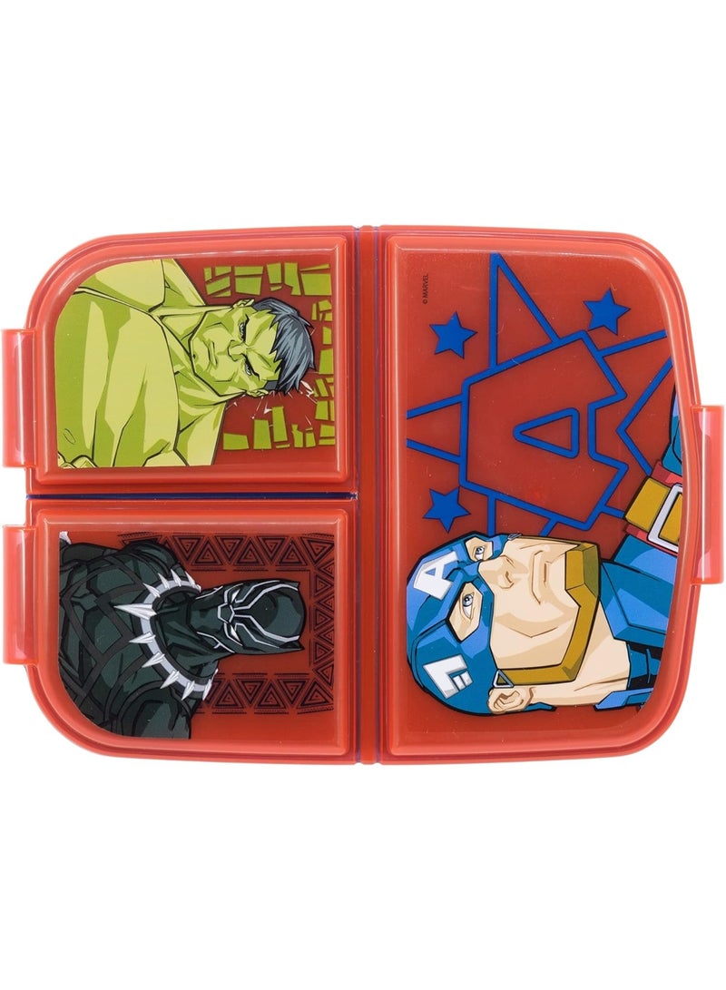 ستور صندوق ساندويتش متعدد الأقسام مصنوع من مادة بلاستيكية خالية من مادة BPA مزخرف على الغطاء بتصميم Avengers متعدد الألوان - Image 2