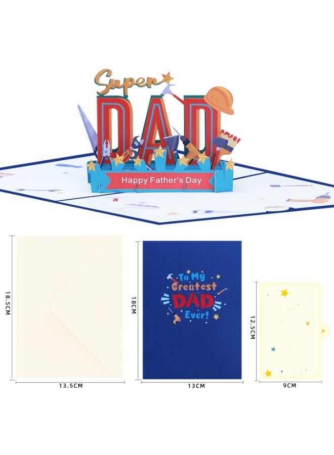 Father’s Day 3D Pop-Up Greeting Card Creative Holiday Gift Card Paper Craft Keepsake for Dad Birthday and Celebrations - Image 3