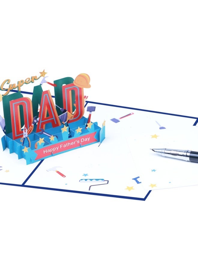Father’s Day 3D Pop-Up Greeting Card Creative Holiday Gift Card Paper Craft Keepsake for Dad Birthday and Celebrations - Image 4