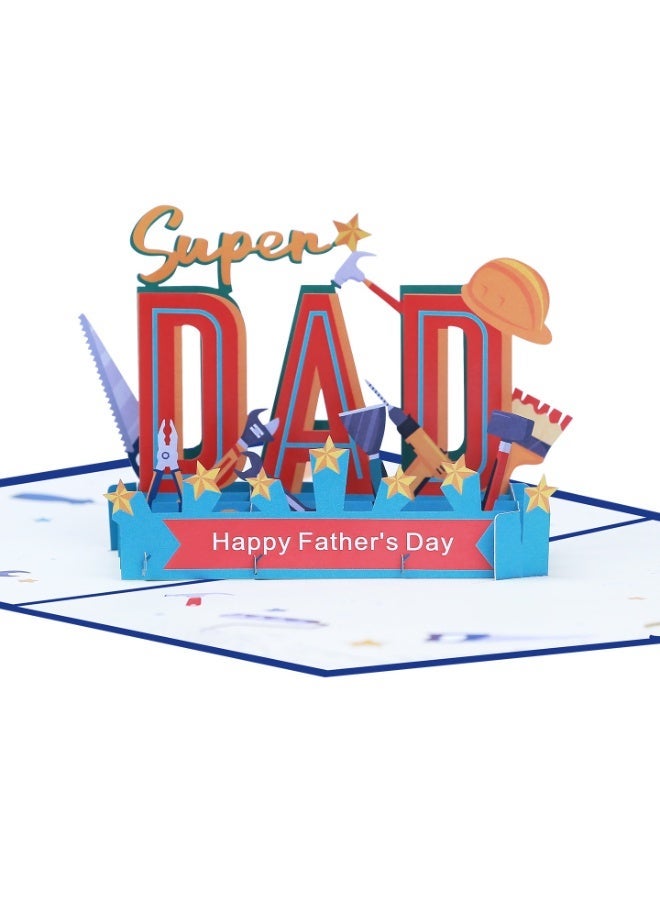 Father’s Day 3D Pop-Up Greeting Card Creative Holiday Gift Card Paper Craft Keepsake for Dad Birthday and Celebrations - Image 1