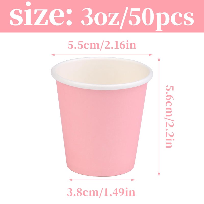 Huaiid 3 oz 50 Packs Small Paper Cups Mouthwash Cups  Bathroom Pink - Image 2