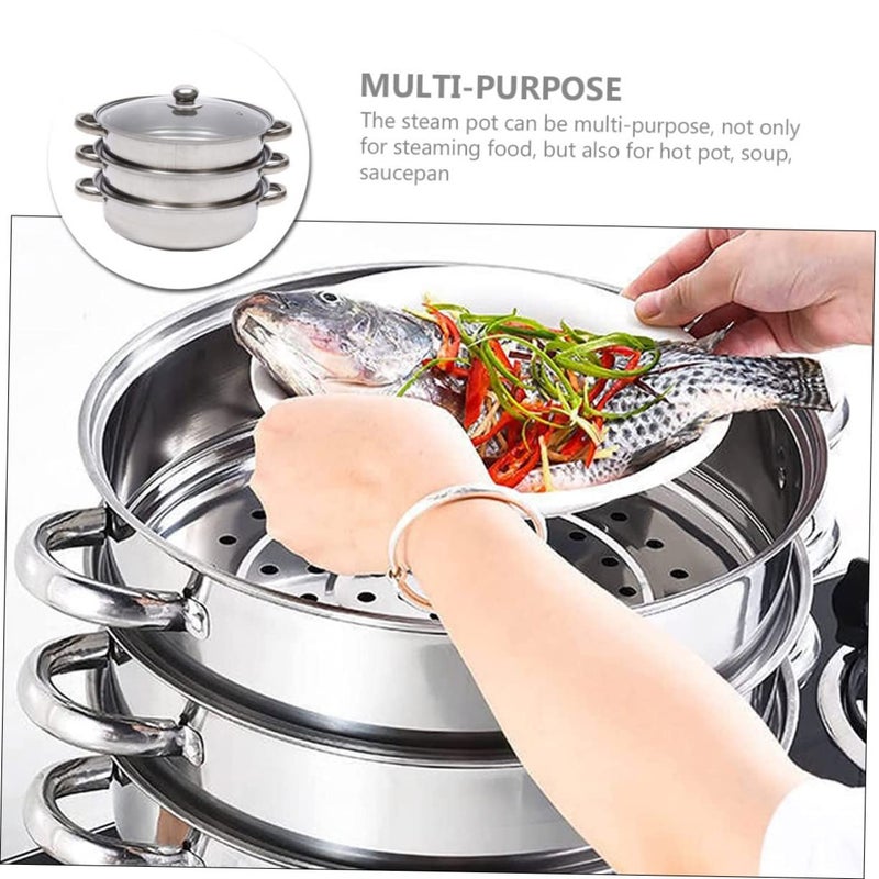Thickened Multipurpose Food Steamer Pot 3 Tier for Vegetables Buns Soup Gas Electric Stove - Image 4