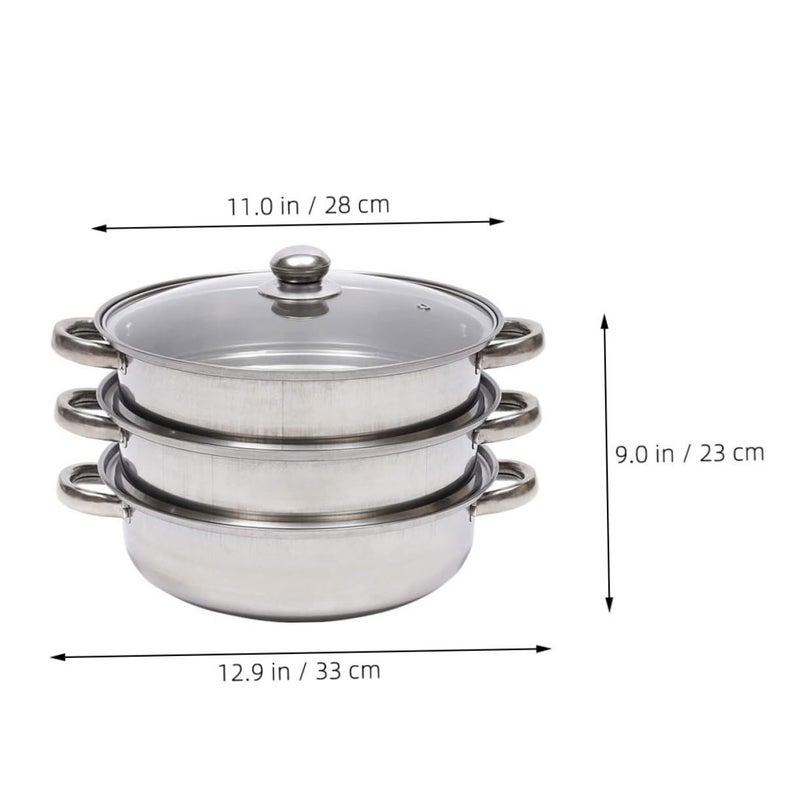 Thickened Multipurpose Food Steamer Pot 3 Tier for Vegetables Buns Soup Gas Electric Stove - Image 3