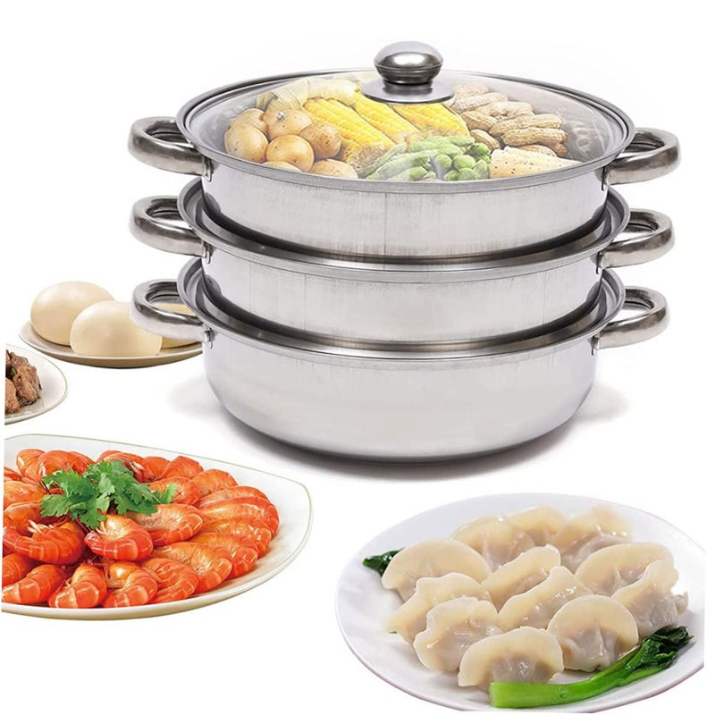 Thickened Multipurpose Food Steamer Pot 3 Tier for Vegetables Buns Soup Gas Electric Stove - Image 5