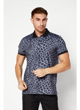 Men Mid Collar Short Sleeves Printed Polo Shirt, Black - pzsku/Z1BDF9AB9CF971B3655AAZ/45/_/1726109151/82ce7e02-7293-4e3c-aedf-829e421907cd