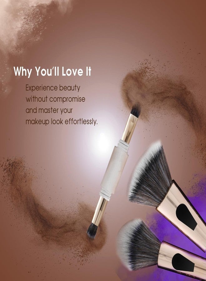 Erico 4 in 1 Travel Makeup Brush Set, Dual-Ended with Foundation, Powder, Eyeshadow Blending and Flat Brush, Ultra-Soft Cruelty-Free Bristles - Image 3